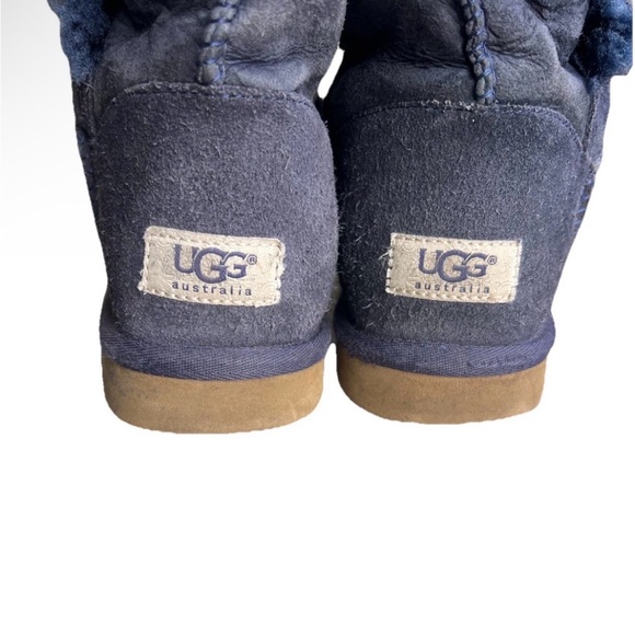 UGG Cozy Comfy Blue Sheepskin Leather Mid-Calf Casual Boots Button Lined WMN’s 8 - Picture 5 of 11
